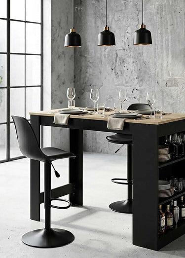 Set 2 Tabourets hauts en simili, 2N Noir