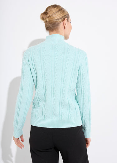 Pull chaud col montant côtelé et torsadé Vert