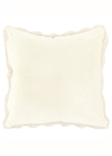 Coussin déco cotelé fausse fourrure Ivoire