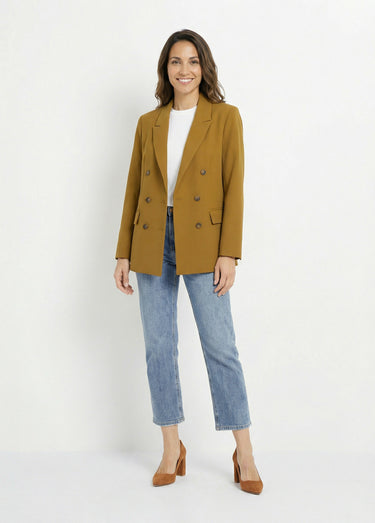 Veste blazer longue, double boutonnage Vert Olive