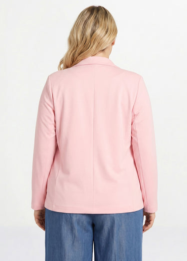 Veste droite boutonnée maille milano unie Rose bonbon