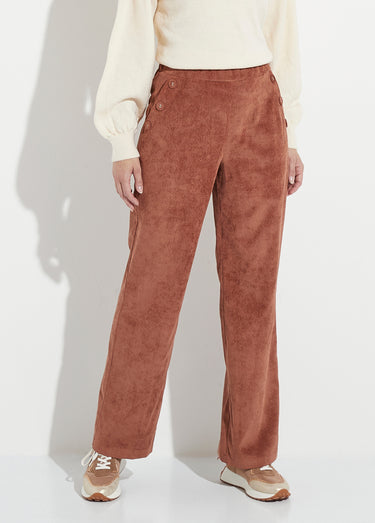 Pantalon large velours milleraies Marron