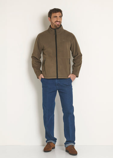 Veste zippée polaire col montant Marron