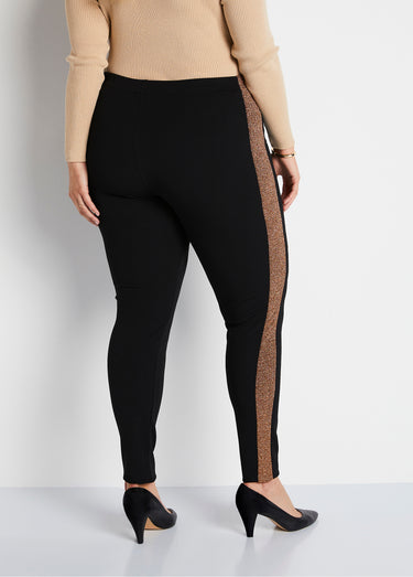 Legging taille élastiquée côtés brillants Noir