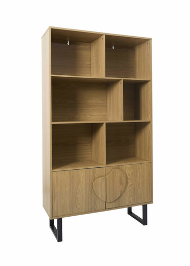 Bibliothèque bois décor forme abstraite Marron/Noir