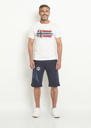 T-shirt col rond drapeau camouflage Blanc