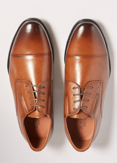 Derbys chic à bout droit, intérieur cuir Camel