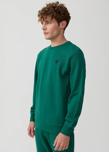 Sweat shirt en molleton avec col rond Vert Sapin