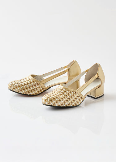 Escarpins à talon cuir Beige/Blanc