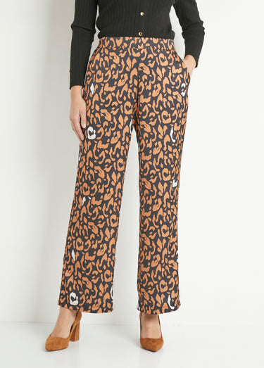 Pantalon fluide élastiqué motif léopard Leopard