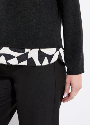 T-shirt chaud effet 2 en 1 manches longues Noir