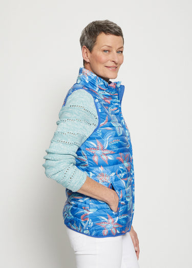 Veste matelassée sans manches Imprime Bleu/Corail