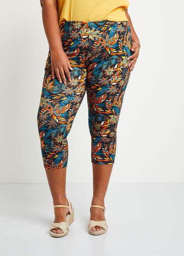 Legging court coton taille élastiquée Imp Fond Noir