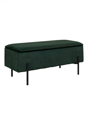 Banc velours, coffre de rangement 2V Vert