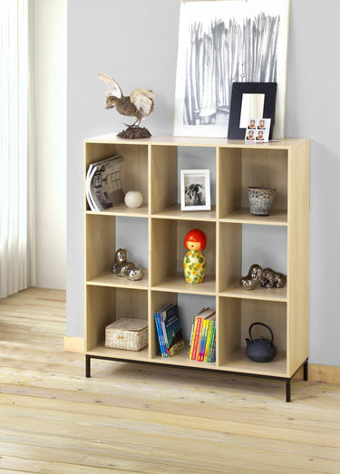 Etagère cube de rangement 9 cases 1M Marron Clair
