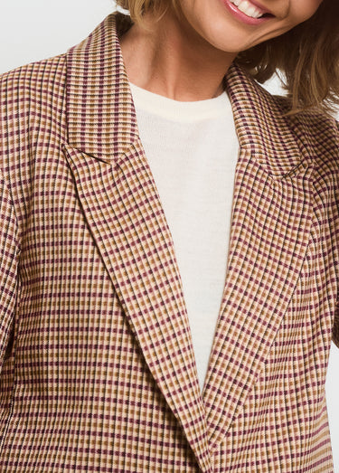Veste à carreaux 1 bouton style blazer Carreaux Bordeaux