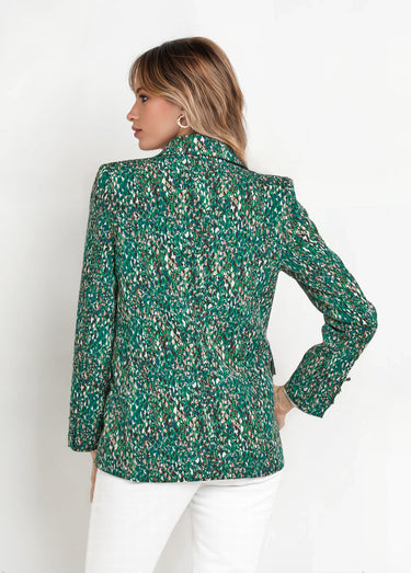 Veste imprimé arty, col tailleur Vert Imprime