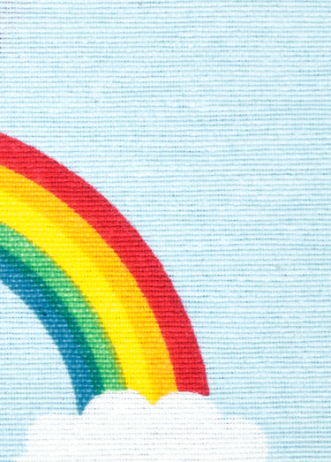 Coupon tissu déco, arc en ciel 2x1,4m Fd Bleu