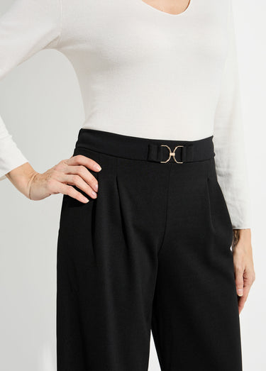 Pantalon large maille détail chic métal Noir
