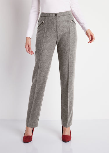 Pantalon droit chevrons ou chiné entrejambe 70 cm Chevrons Gris