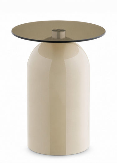 Table d'appoint verre et métal RAVELLO Beige/Gris