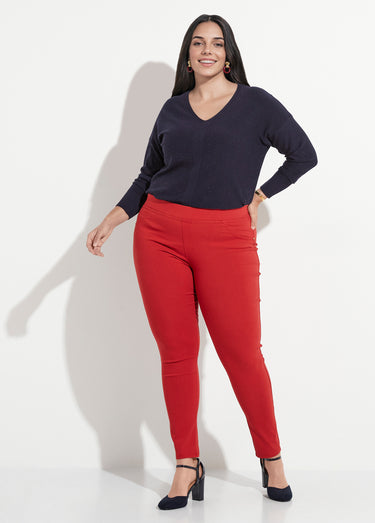 Pantalon extensible taille élastiquée Brique