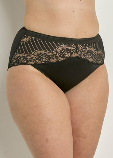 Culottes hautes couvrantes en dentelle Noir Lot2