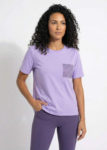 T-shirt boîte manches courtes strass Violet