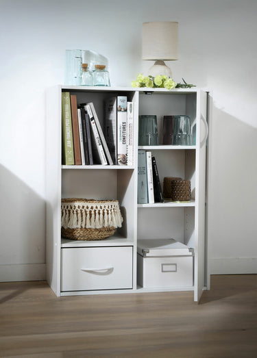 Etagère 2 niches + 1 porte + 1 tiroir 1B Blanc
