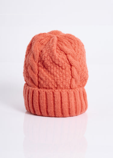 Bonnet en maille intérieur sherpa Orange