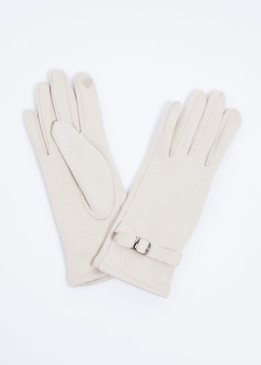 Gants tactiles en tissu velouté Beige