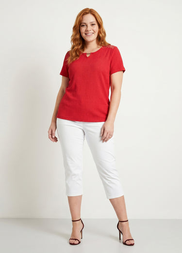 T-shirt court dentelle Rouge