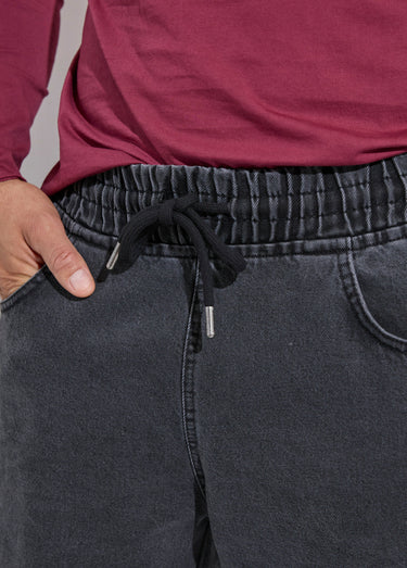 Jean cargo bas zippé, taille élastiquée Noir