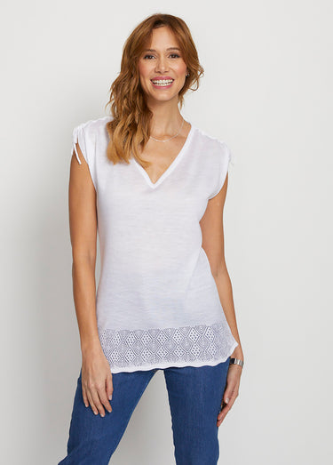 Pull manches courtes kimono Blanc