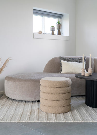 Pouf de rangement en bouclette fantaisie Beige