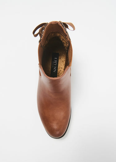 Boots Chelsea talon fantaisie avec nœud Camel