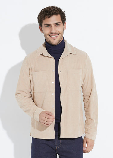 Surchemise en velours à grosses cotes Beige