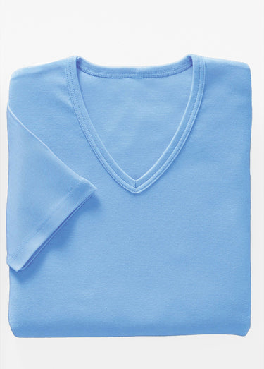 T-shirt col V coton - lot de 3 Ciel Lot3