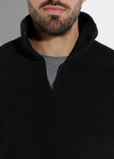 Sweat chaud en polaire col montant zippé Noir