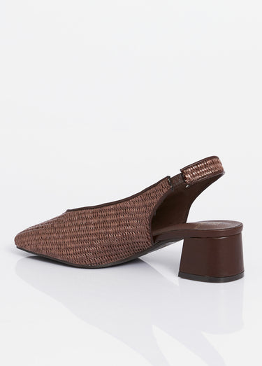 Escarpins bride slingback, effet tissé Marron