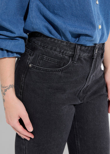 Jean 5 poches denim, coupe large Gris Fonce