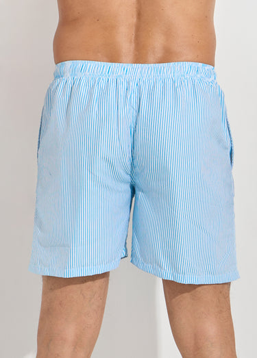 Short de bain à rayures fines Rayé turquoise