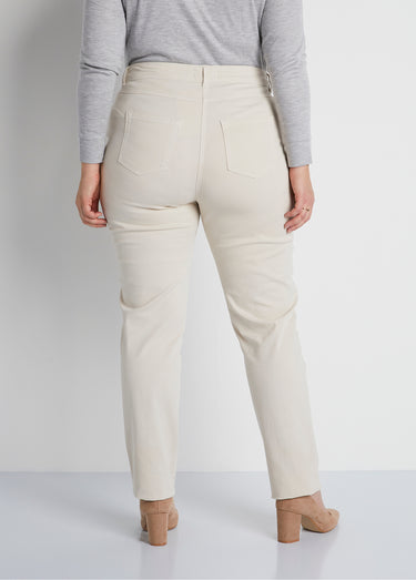 Pantalon droit 5 poches coton stretch Beige