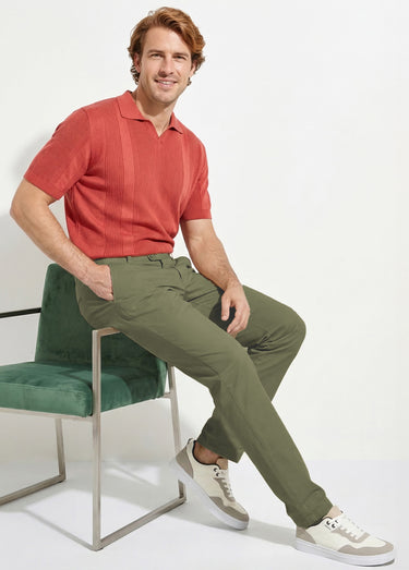 Pantalon chino droit toile coton stretch Kaki