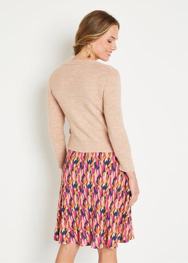 Gilet cache-coeur court tricot mousseux Beige