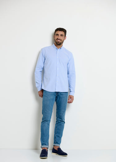 Chemise classique en oxford col boutonné Bleu