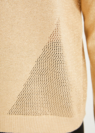 Pull fin court ajouré irisé manches longues Dore