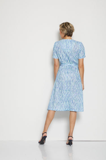 Robe longue imprimée manches courtes Bleu/Vert