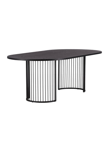 Table ovale foncée, pieds arc de cercle Noir