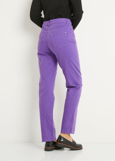 Pantalon droit 5 poches coton stretch Violet